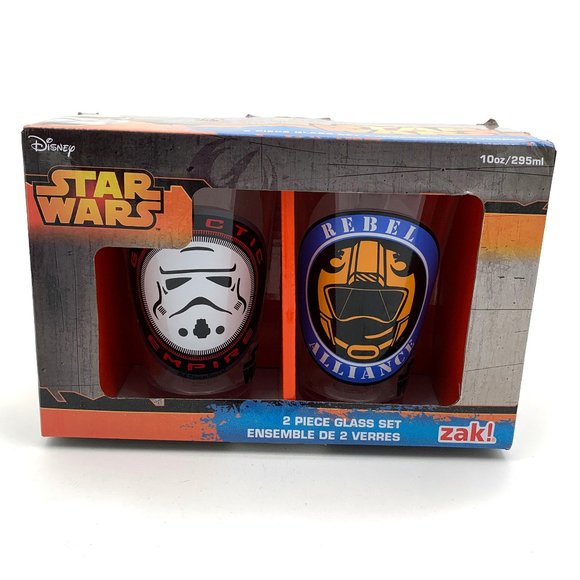 Star Wars Disney Zak Designs 2 Piece Glass Set 10oz Cups - Picture 1 of 6